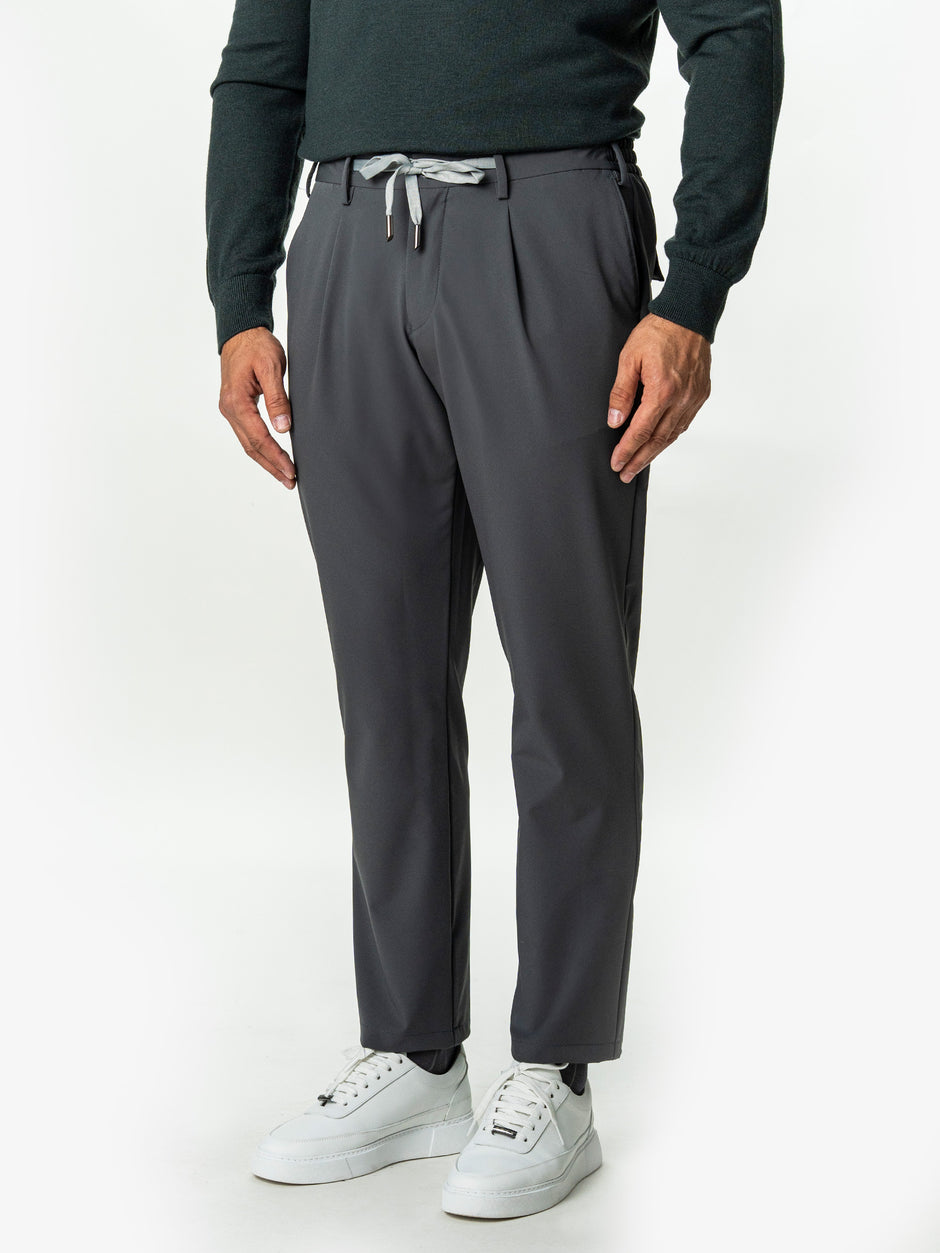 Pantaloni Casual Barbati Gri Din Spandex Cu Snur BMan0102 (4)