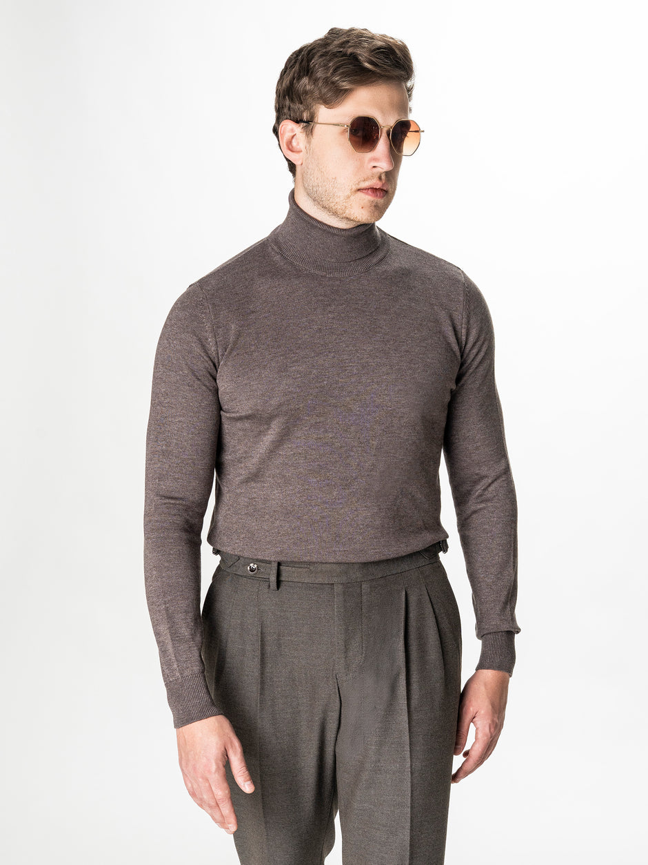 Pulover Helanca Barbati Grej Taupe 100% Bumbac BMan0116 (7)