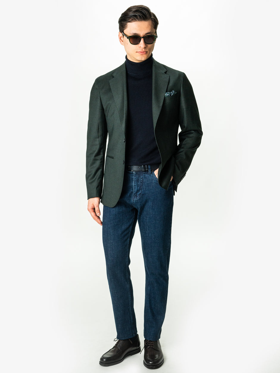 Sacou Verde Barbati Smart Casual Din Bumbac Cu Lana All Season BMan0036 (1)