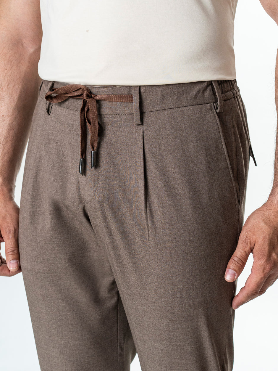 Pantaloni Barbati Casual Bej Taupe Din Lana BMan0104 (6)