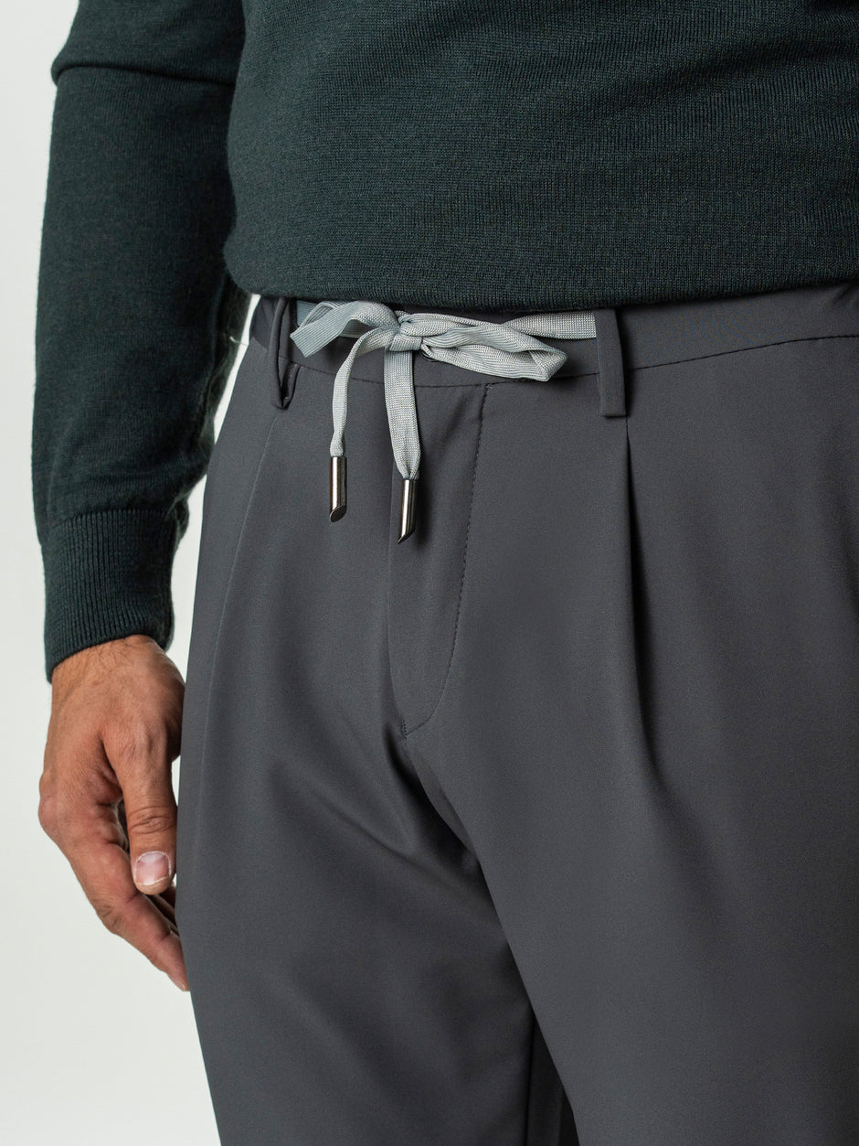 Pantaloni Casual Barbati Gri Din Spandex Cu Snur BMan0102 (3)