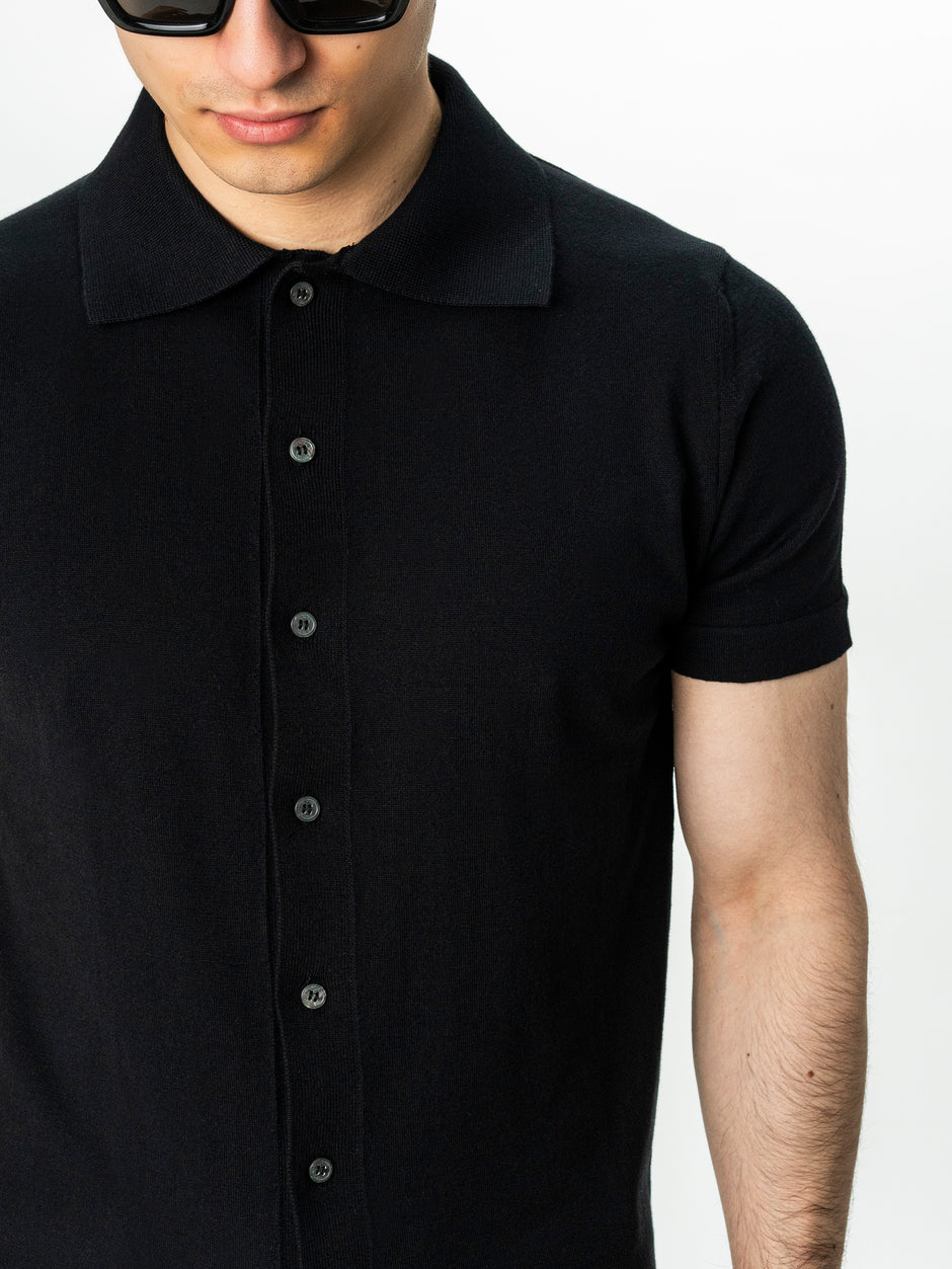 Tricou Negru Barbati De Vara Cu Nasturi Guler Polo Bman291 (6)