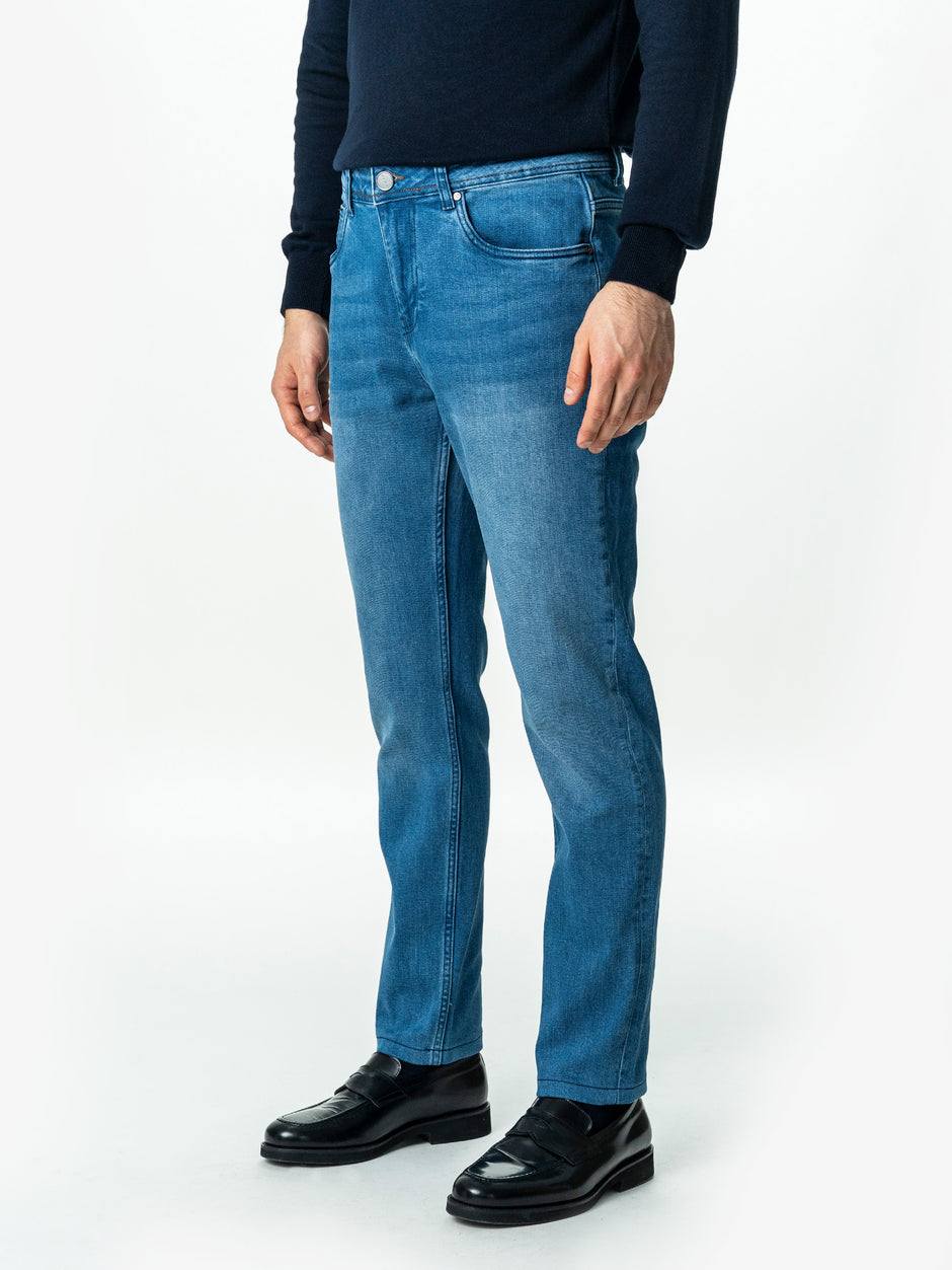 Blugi Barbati Albastru Denim Comfort Fit All Season BMan0005 (4)