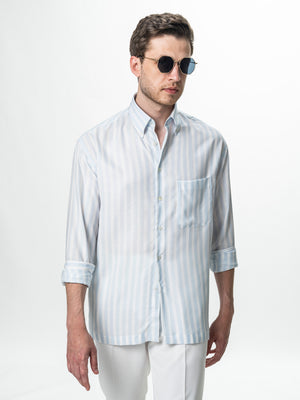 Camasa Barbati Bleu in Dungi Relaxed Fit BMan0200
