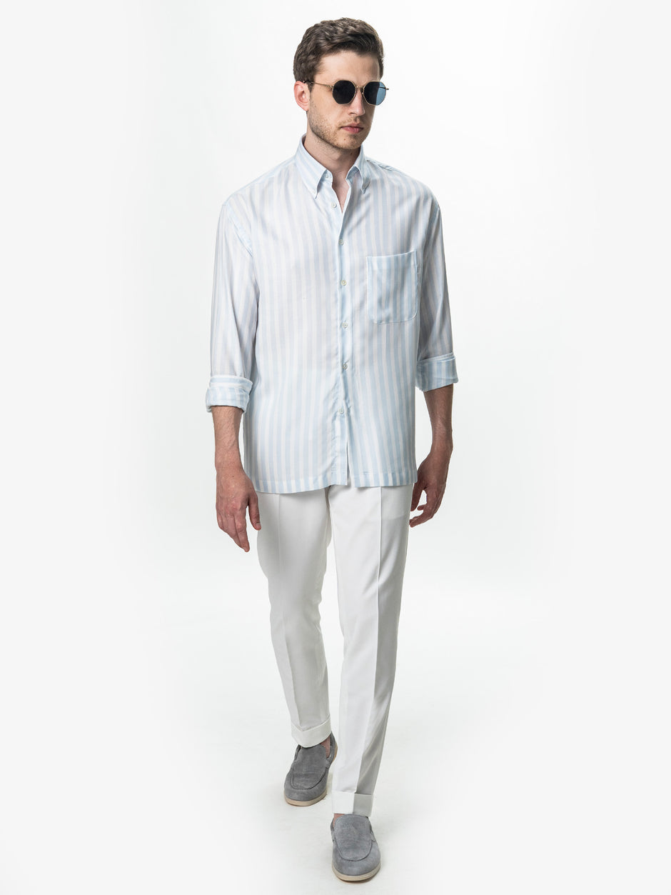 Camasa Barbati Bleu in Dungi Relaxed Fit BMan0200 (2)