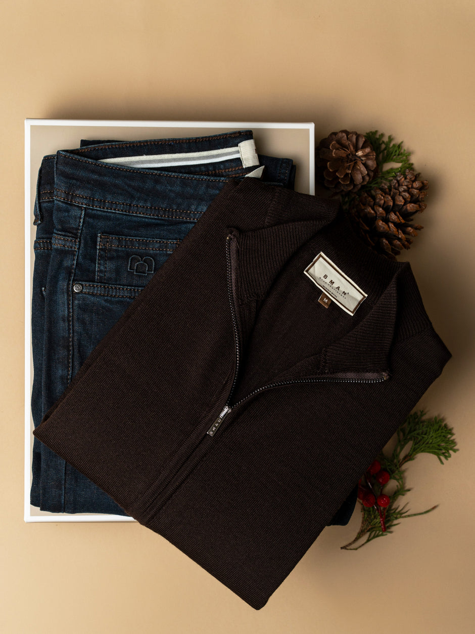 Pachet Cadou Barbati Pulover Cu Fermoar Si Blugi Bman0085 (1)