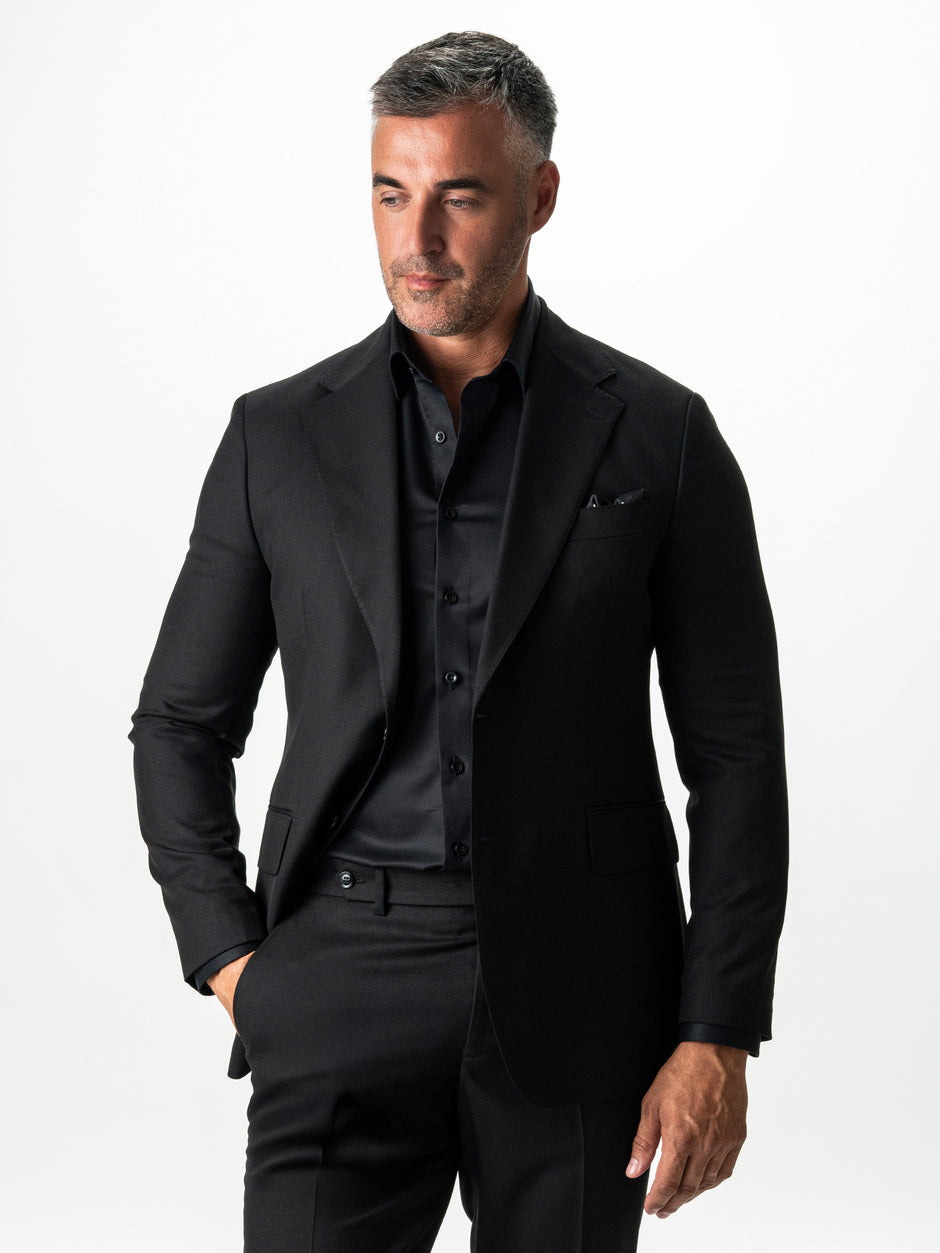 Costum Barbati Negru Vara 100% Lana BMan0058 (2)