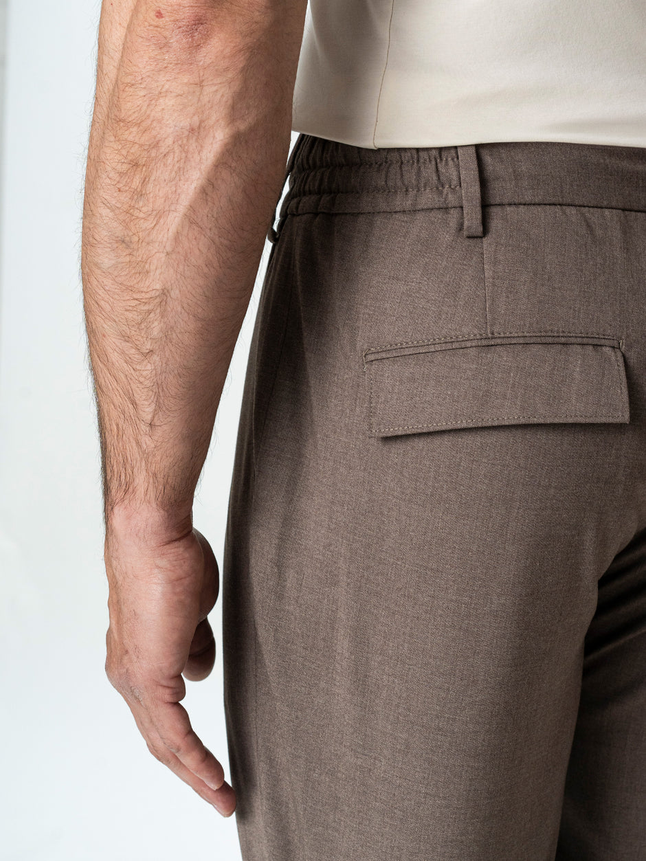 Pantaloni Barbati Casual Bej Taupe Din Lana BMan0104 (5)