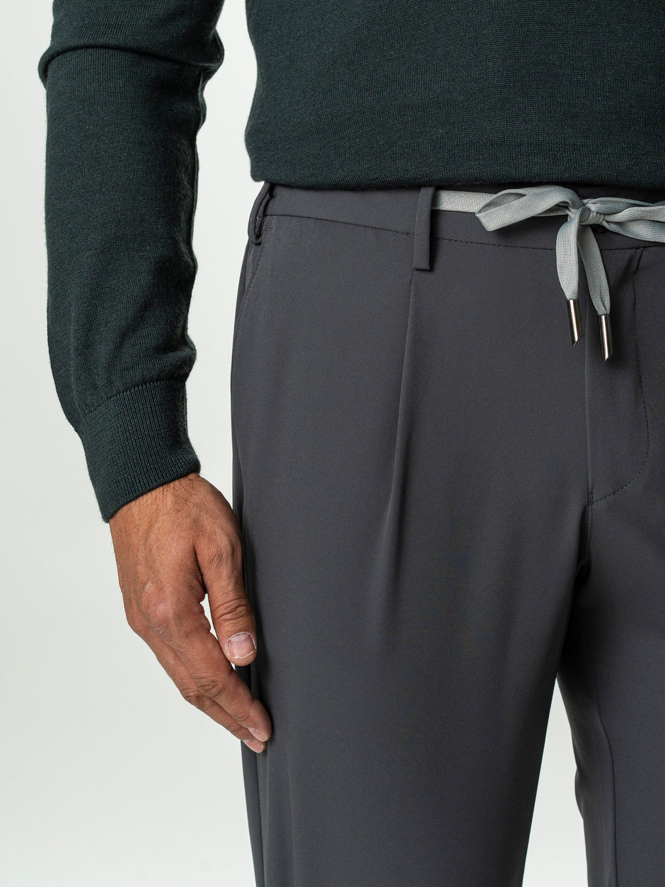 Pantaloni Casual Barbati Gri Din Spandex Cu Snur BMan0102 (5)