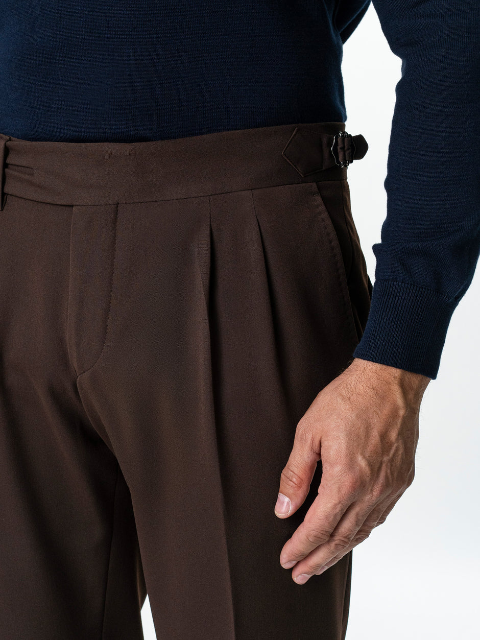 Pantaloni Barbati Cu Pense Model Gurkha Maro Cappuccino Stofa Confortabila BMan702 (8)