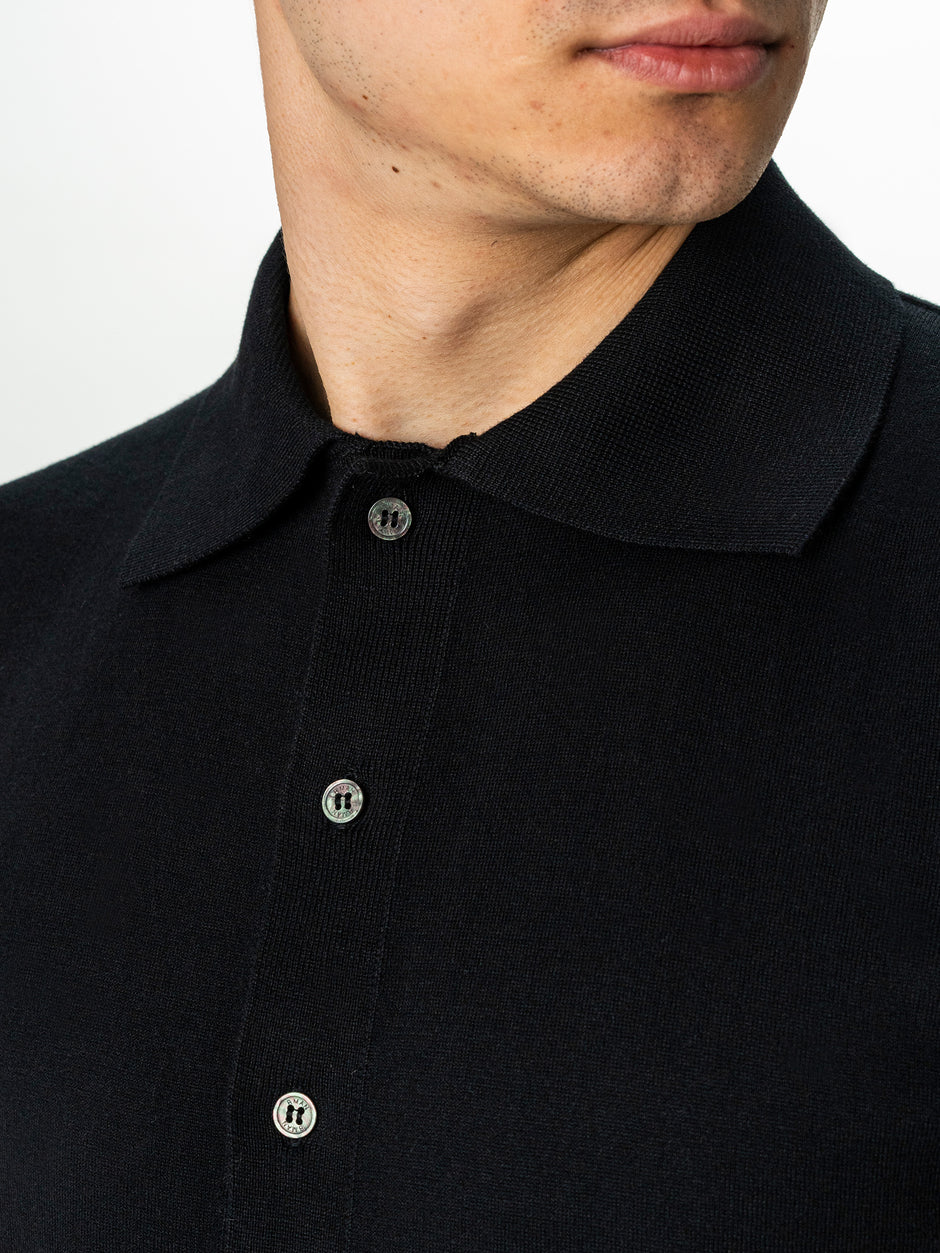 Tricou Negru Barbati De Vara Cu Nasturi Guler Polo Bman291 (3)