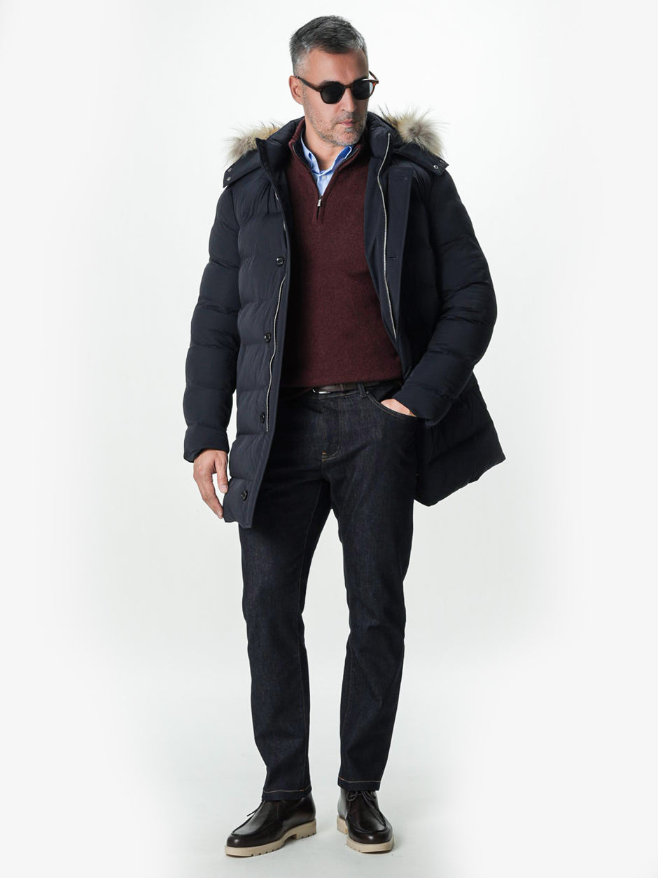 Pulover Bordo Barbati 100% Lana Lambswool Cu Fermoar BMan0027 (2)