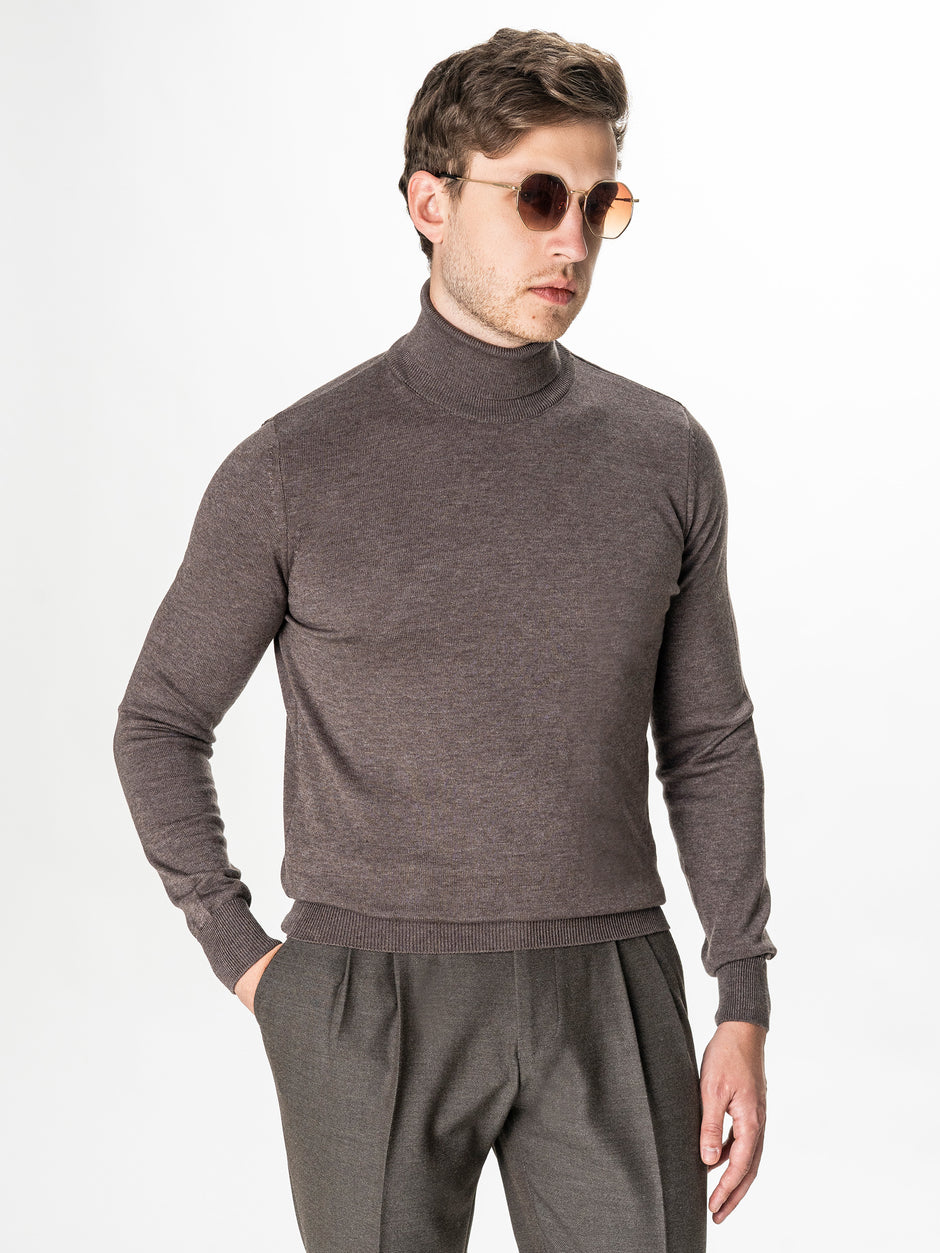 Pulover Helanca Barbati Grej Taupe 100% Bumbac BMan0116 (10)