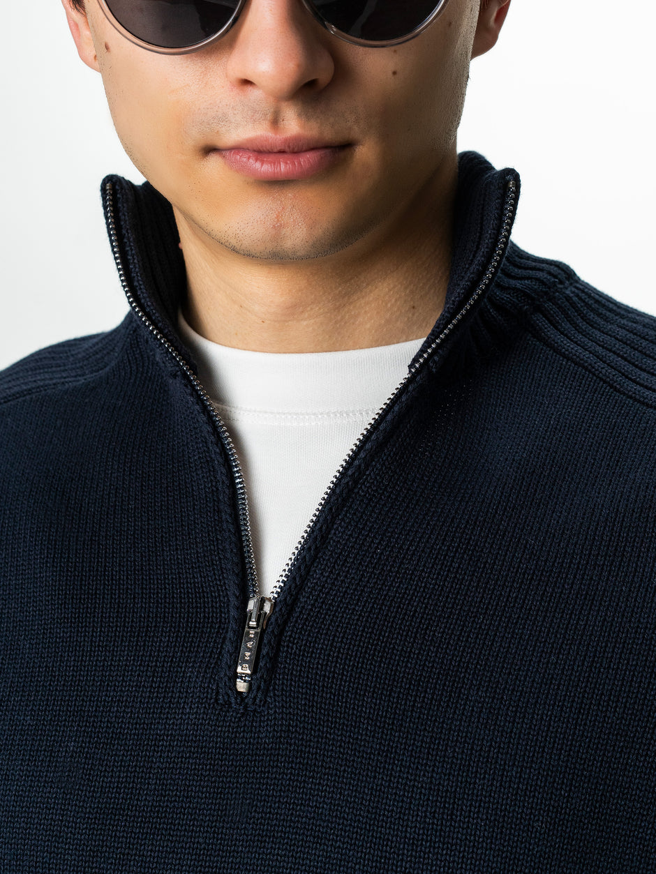 Pulover Barbati Bleumarin Oversize 100% Bumbac Cu Fermoar BMan0037 (3)