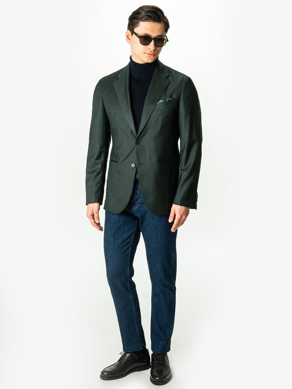 Sacou Verde Barbati Smart Casual Din Bumbac Cu Lana All Season BMan0036 (7)