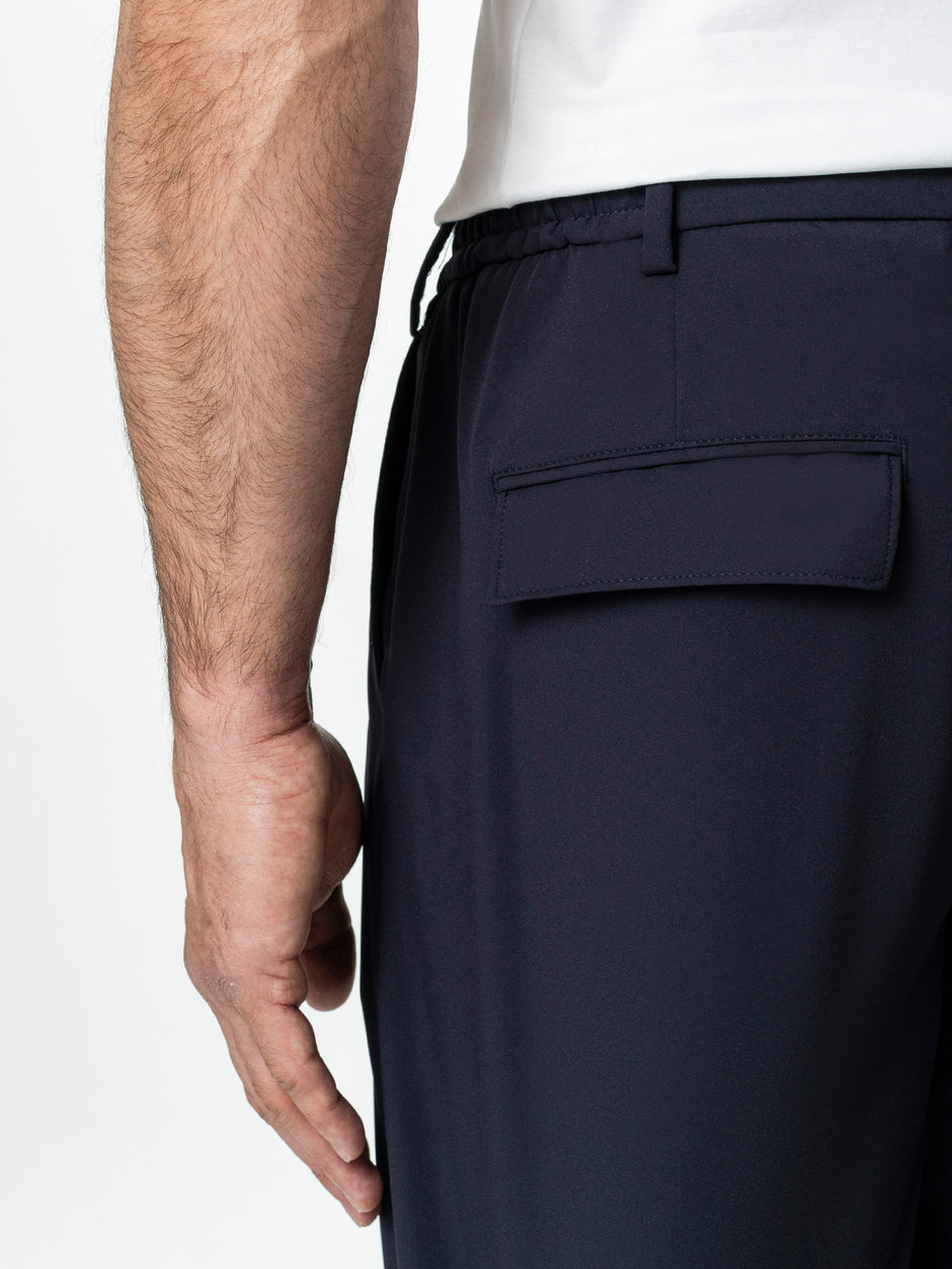 Pantaloni Casual Barbati Bleumarin Din Spandex Cu Snur BMan0102 (7)