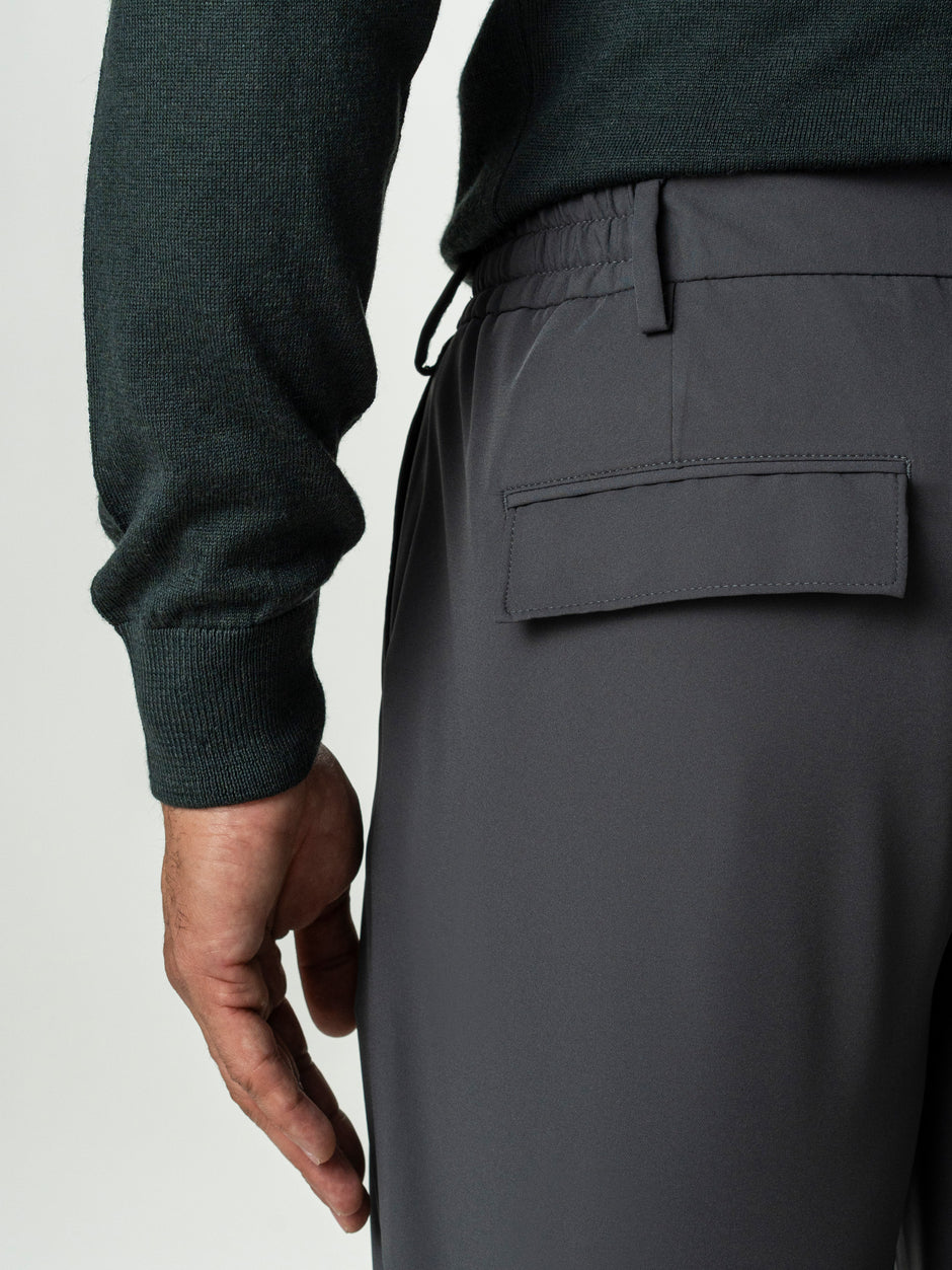 Pantaloni Casual Barbati Gri Din Spandex Cu Snur BMan0102 (6)