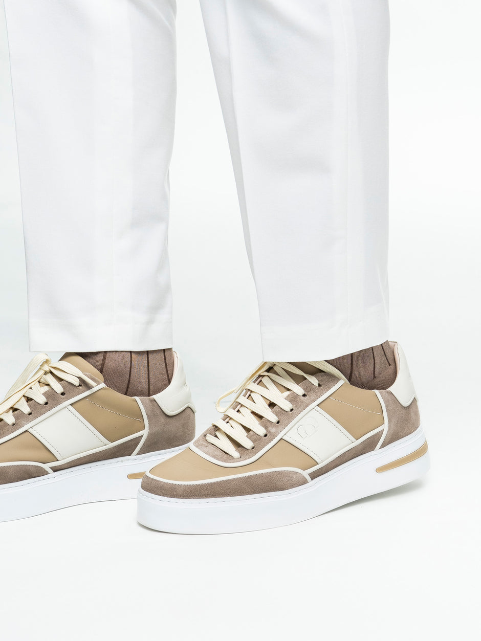 Pantaloni Barbati Albi Cu Talie Inalta Din Lana BMan0002 (7)