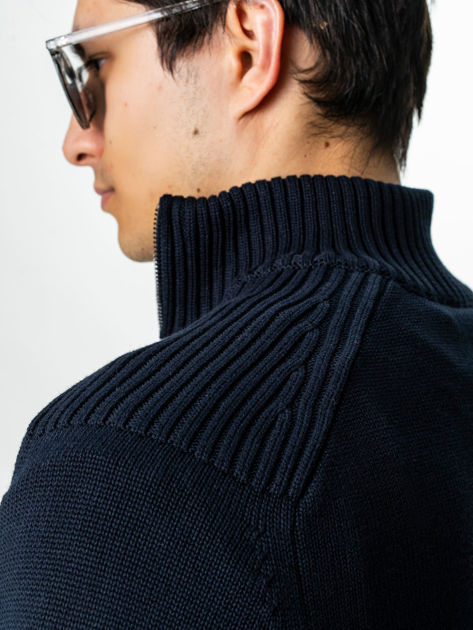 Pulover Barbati Bleumarin Oversize 100% Bumbac Cu Fermoar BMan0037 (6)