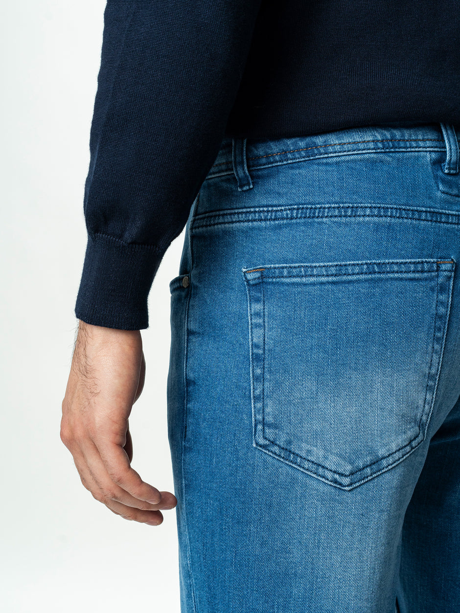 Blugi Barbati Albastru Denim Comfort Fit All Season BMan0005 (5)