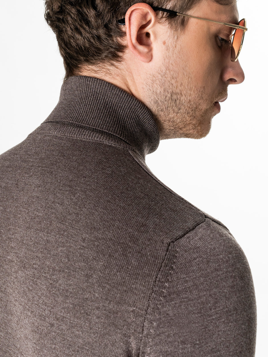 Pulover Helanca Barbati Grej Taupe 100% Bumbac BMan0116 (9)