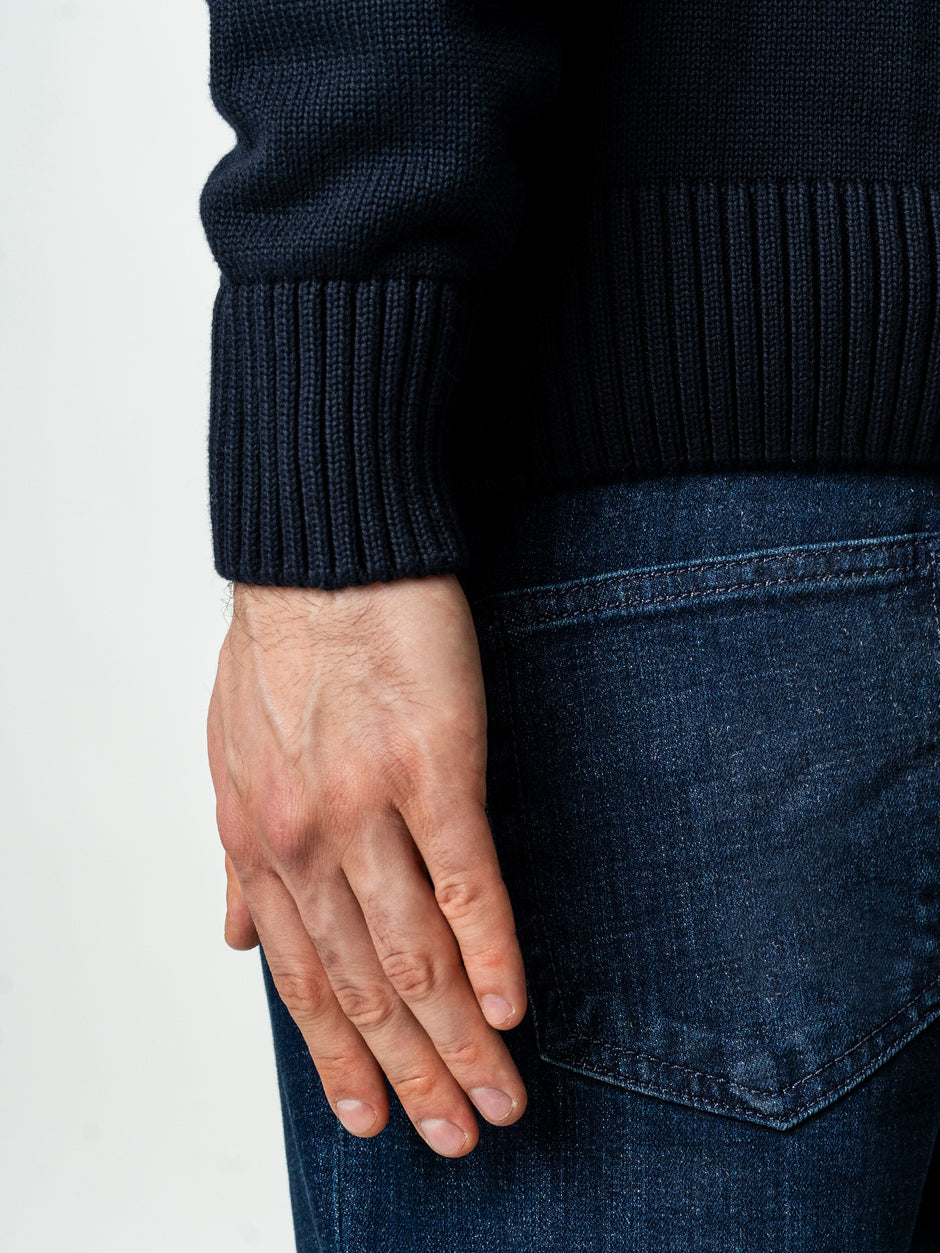 Pulover Barbati Bleumarin Oversize 100% Bumbac Cu Fermoar BMan0037 (7)