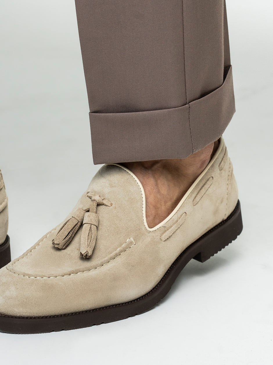 Pantaloni Cu Pense Barbati Maro Mocha Gurkha Stofa Sarto BMan707 (8)