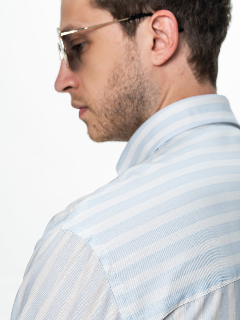 Camasa Barbati Bleu in Dungi Relaxed Fit BMan0200 (6)