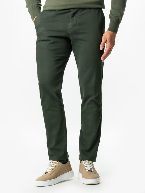 Pantaloni Casual Barbati Verde Inchis Bumbac Natural Toamna & Iarna Design Chinos BMan521