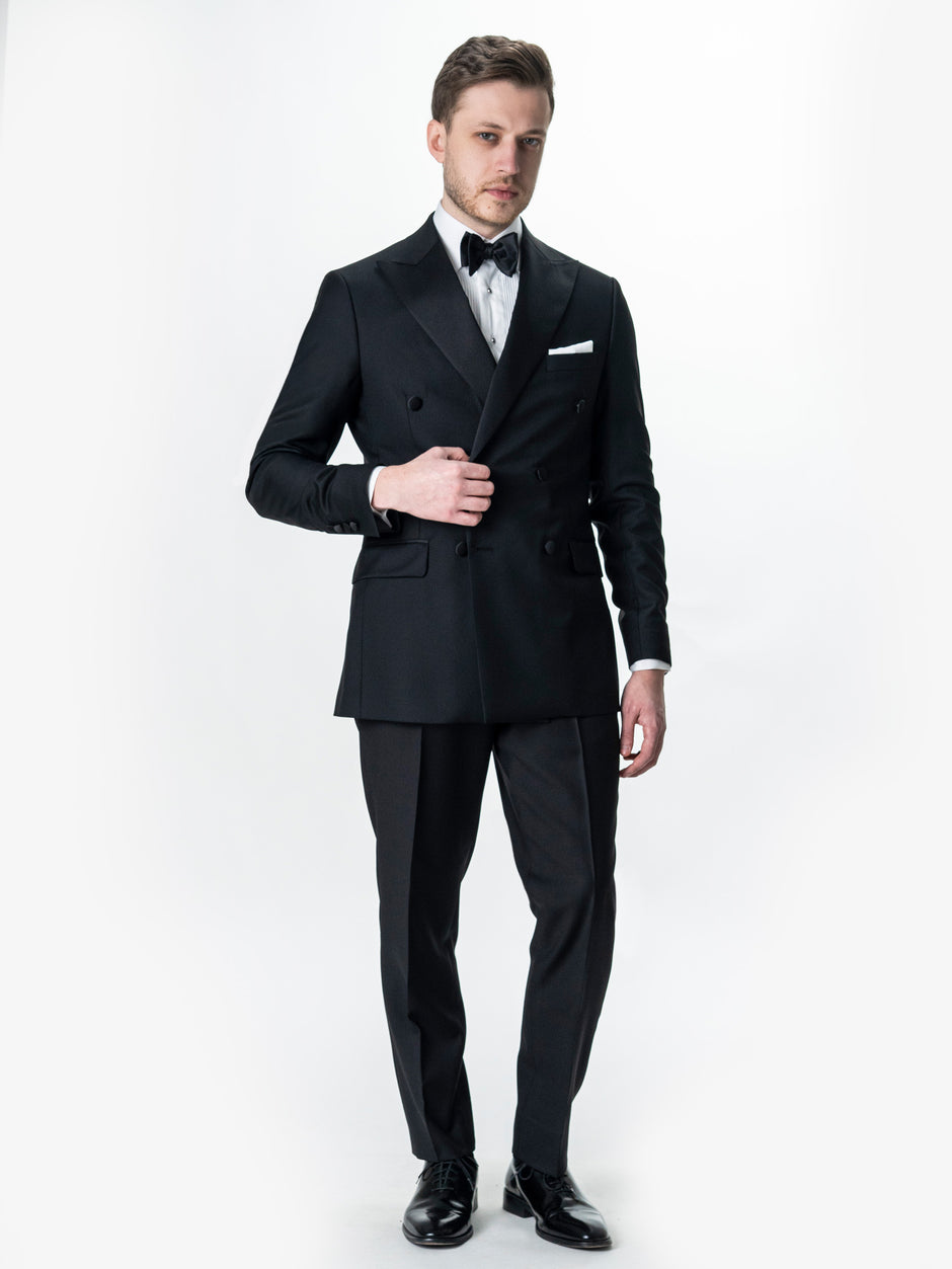 Costum Mire Smoking Doua Randuri Negru Lana Vitale BMan342 (6)