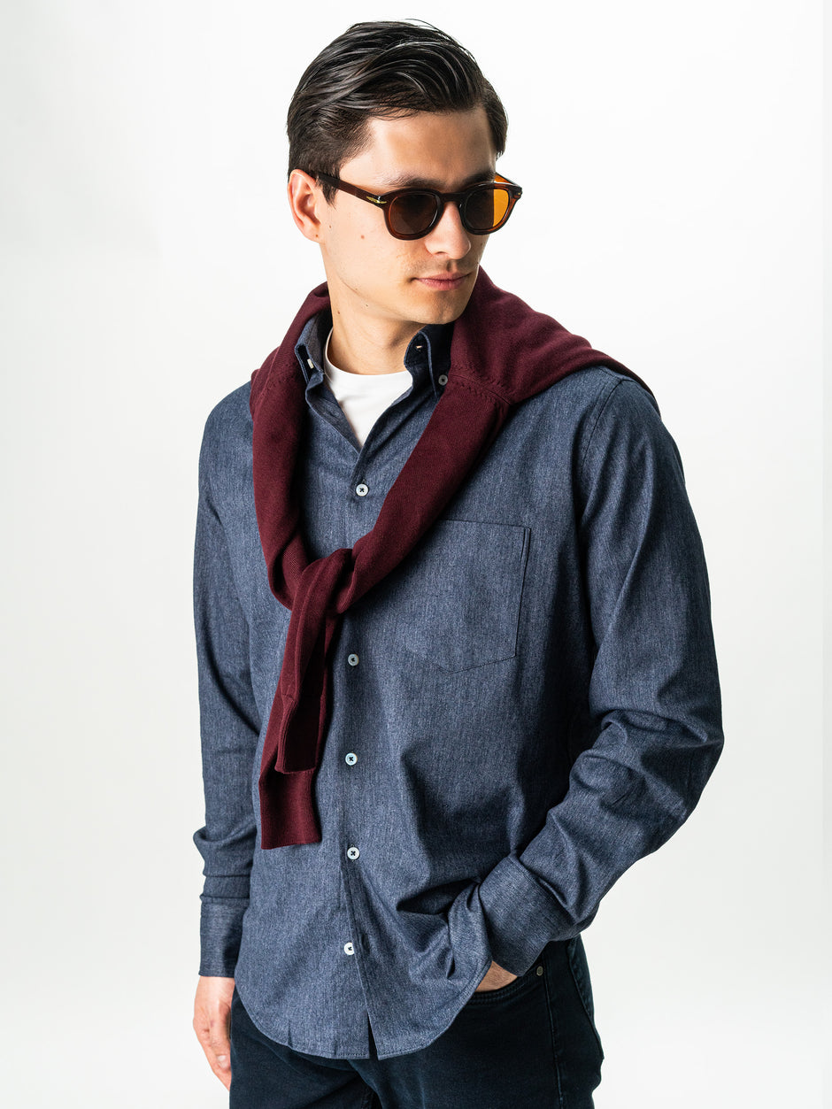 Camasa Barbati Casual Albastru Bleumarin Din Bumbac Natural Tip Flanel BMan0037 (4)