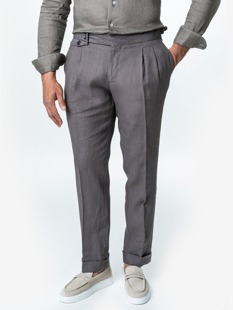 Pantaloni Maro Cu Pense Barbati Gurkha In Natural Vitale Barberis BMan0013 (4)