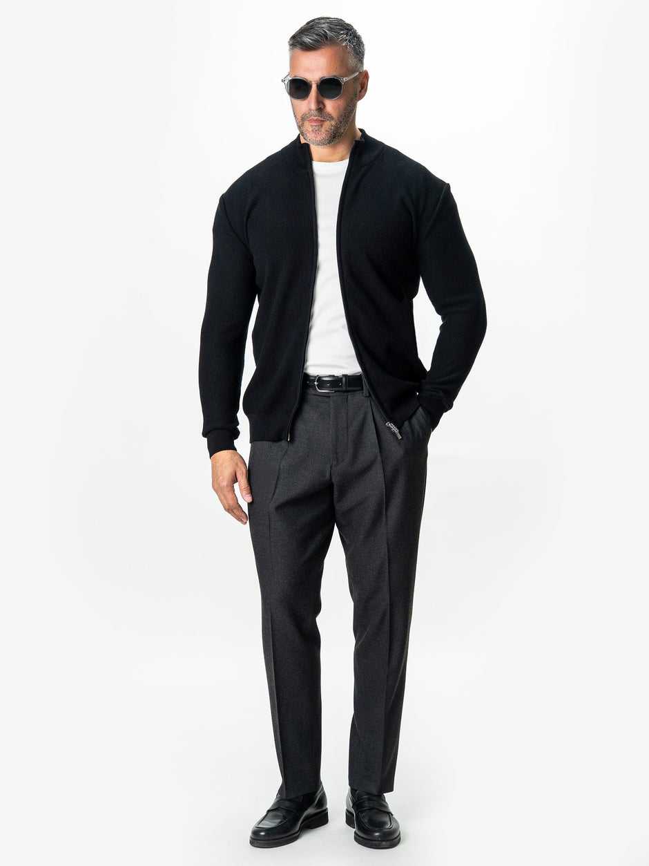 Pulover Barbati Negru Cu Fermoar 100% Bumbac BMan0029 (5)