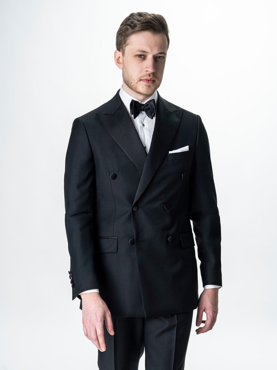 Costum Mire Smoking Doua Randuri Negru Lana Vitale BMan342 (4)