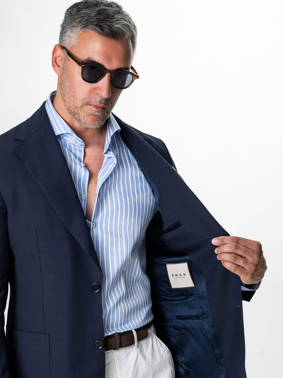 Sacou Barbati Bleumarin Vitale Barberis Super 110's Oxford BMan0101 (4)