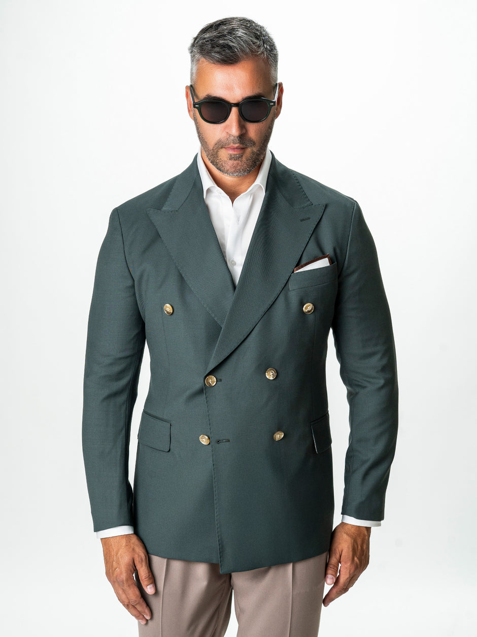 Sacou Doua Randuri Barbati Verde 100% Lana Vitale Barberis BMan0057 (5)