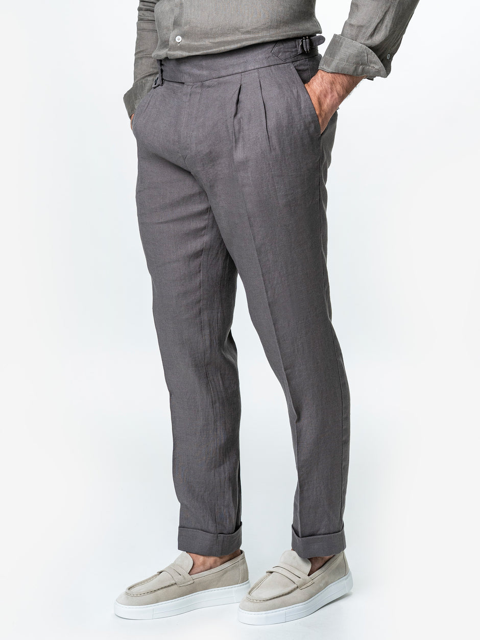 Pantaloni Maro Cu Pense Barbati Gurkha In Natural Vitale Barberis BMan0013 (6)