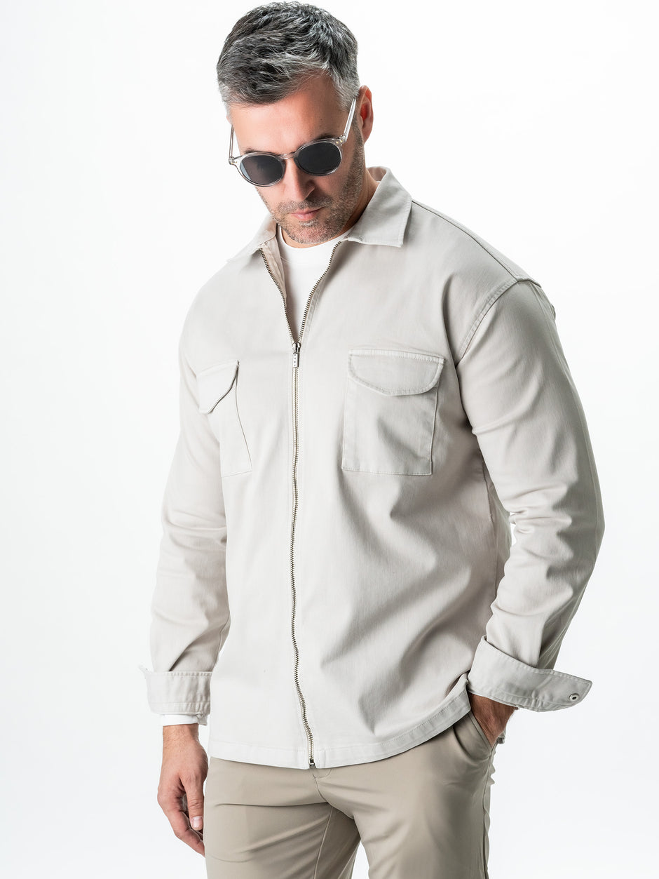 Jacheta Gri Toamna Barbati Camasa Tip Overshirt  Din Bumbac BMan0041 (7)
