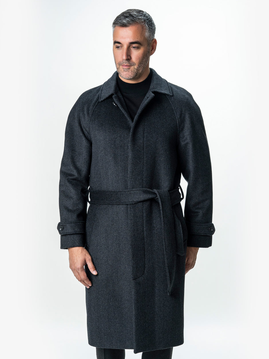 Palton Barbati Iarna Gri Inchis 100% Lana Twill BMan0006 (2)