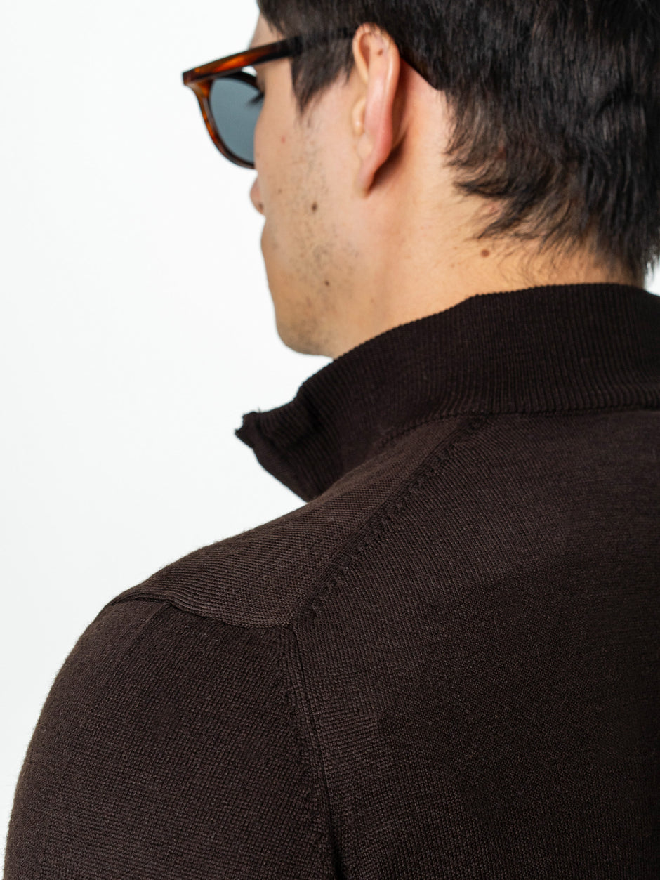 Pulover Cu Fermoar Office Barbati Maro Inchis Lana Merinos Falco BMan0003 (5)