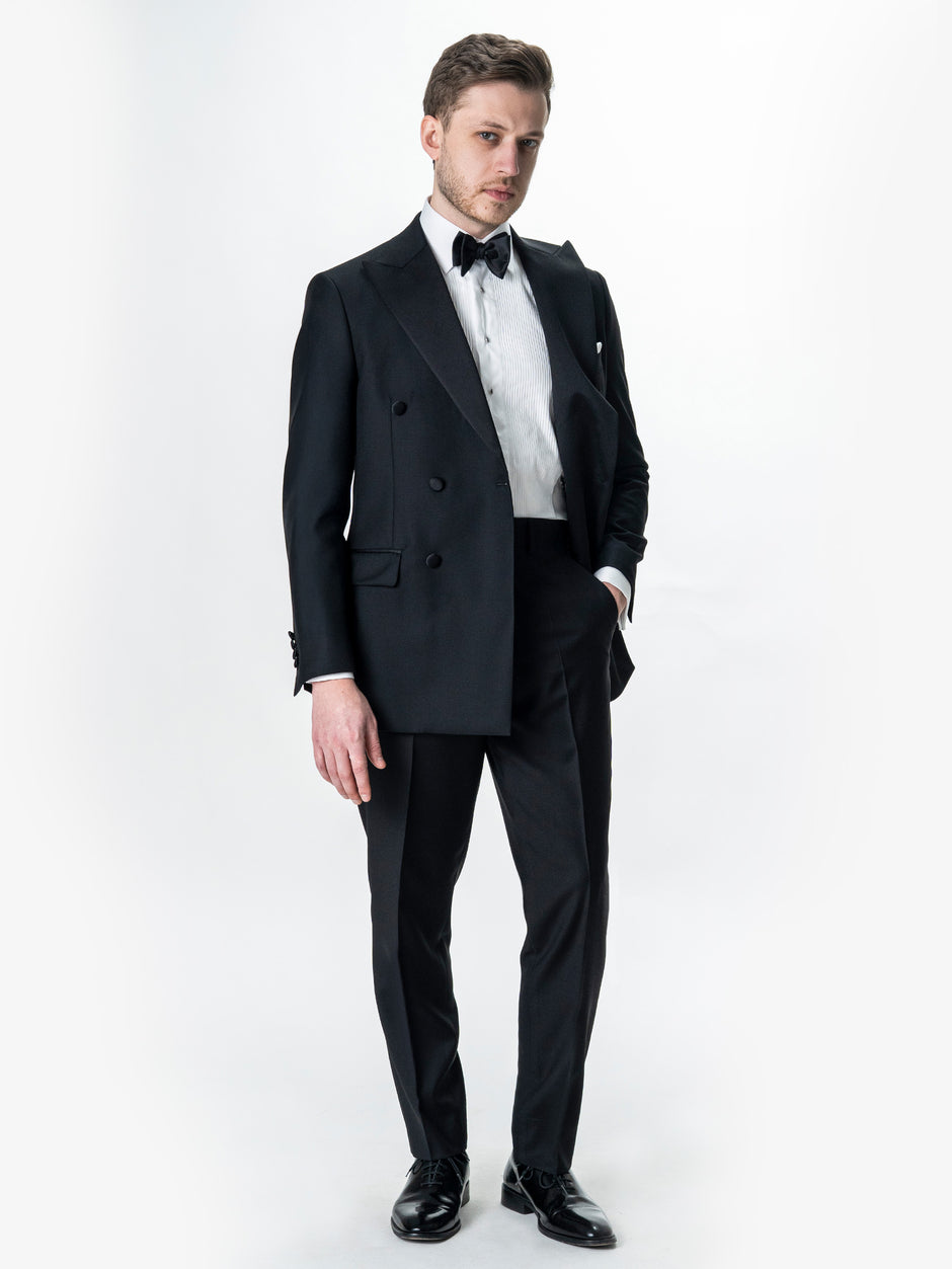 Costum Mire Smoking Doua Randuri Negru Lana Vitale BMan342 (8)