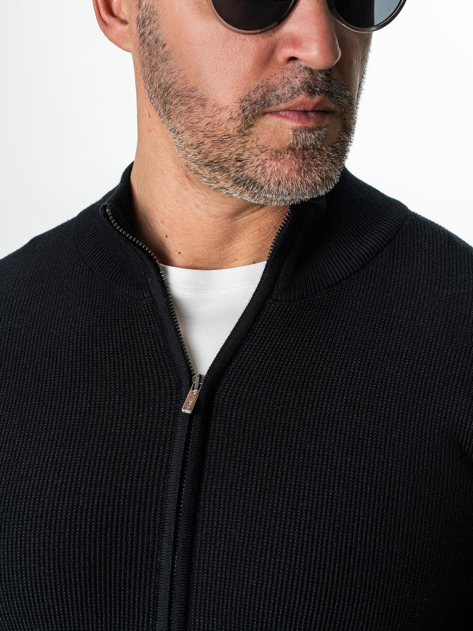 Pulover Barbati Negru Cu Fermoar 100% Bumbac BMan0029 (4)
