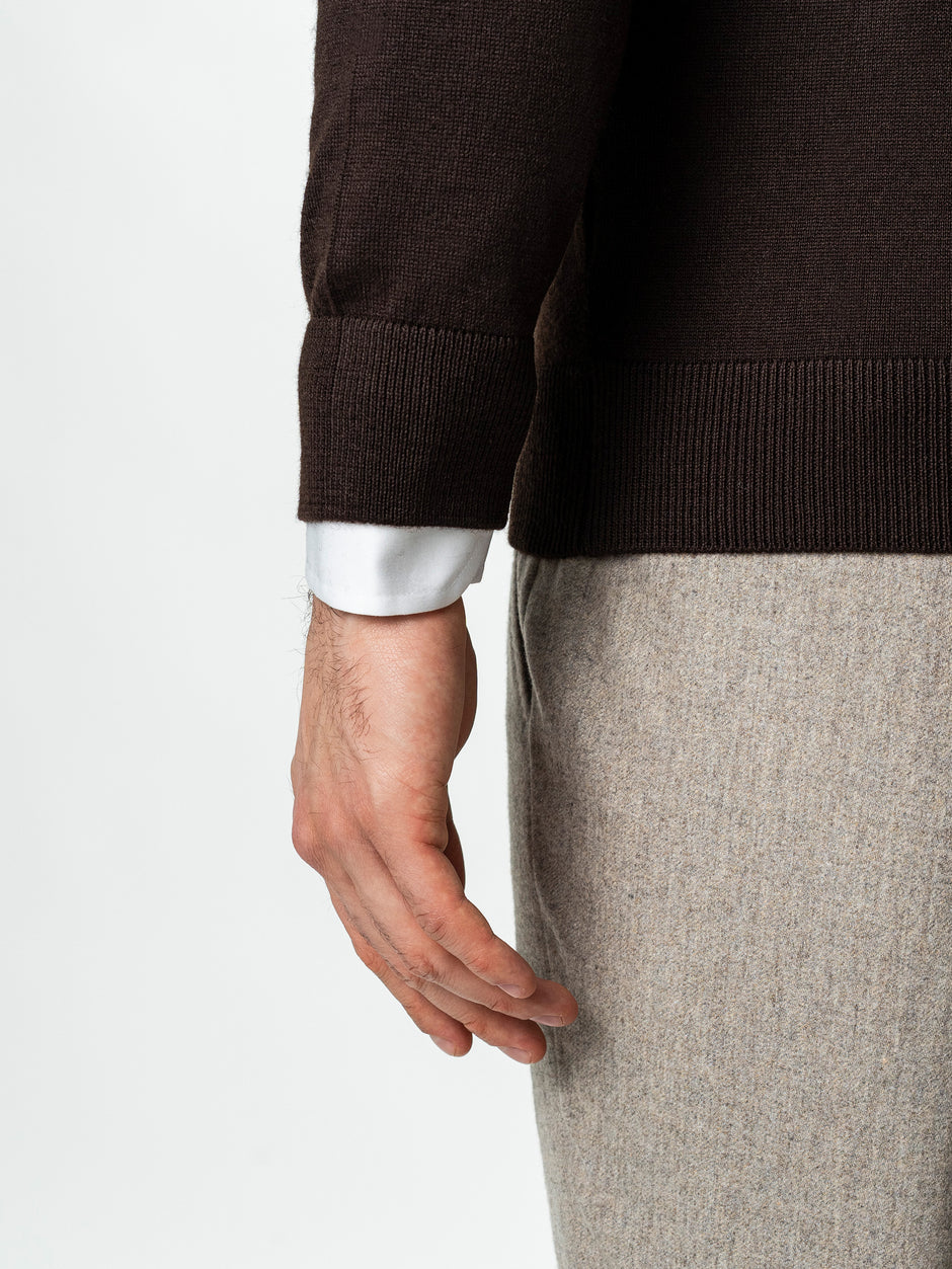 Pulover Cu Fermoar Office Barbati Maro Inchis Lana Merinos Falco BMan0003 (6)