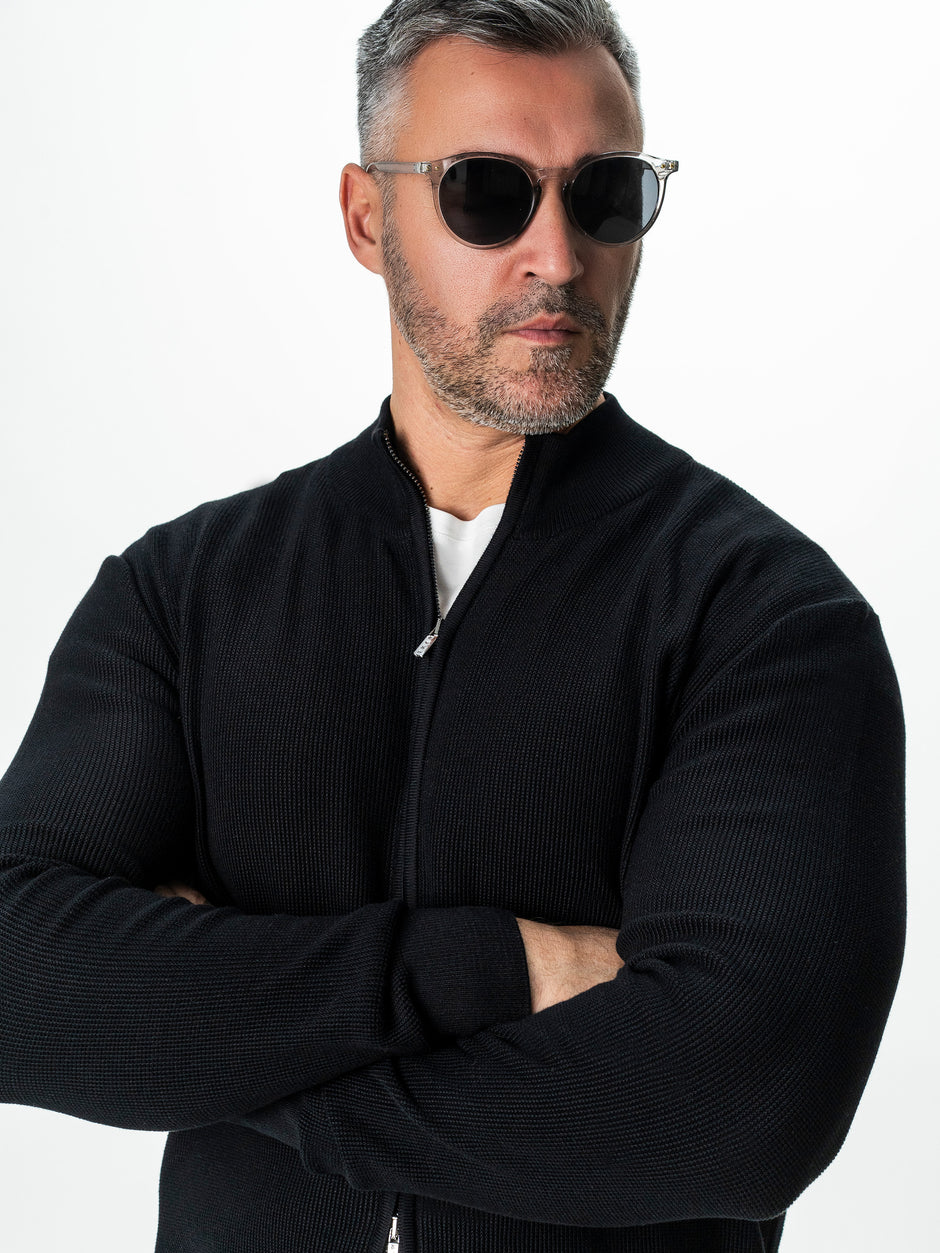 Pulover Barbati Negru Cu Fermoar 100% Bumbac BMan0029 (7)