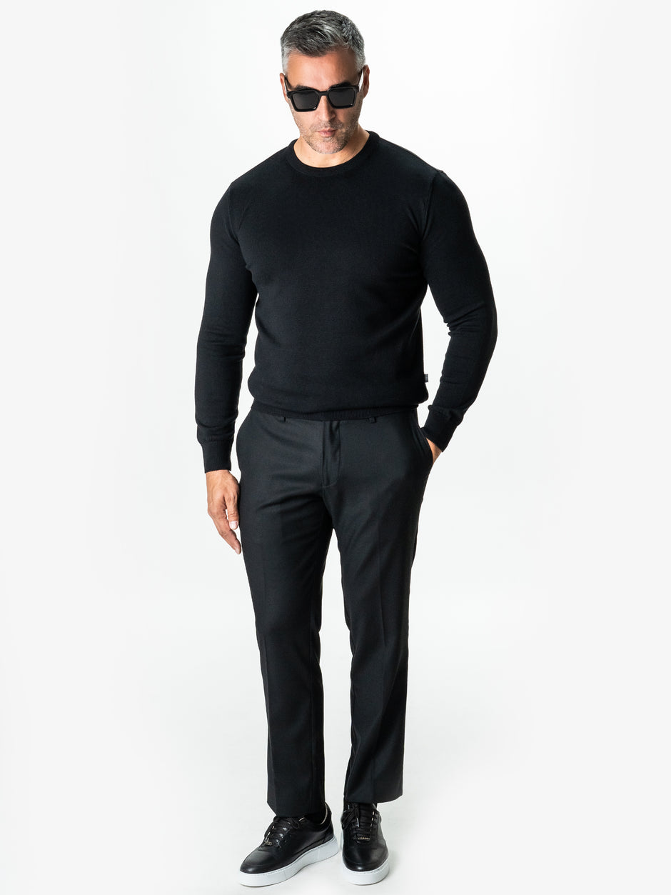 Pantaloni Barbati Negru Lana Vitale Barberis Office Stretch Bman0006 (4)