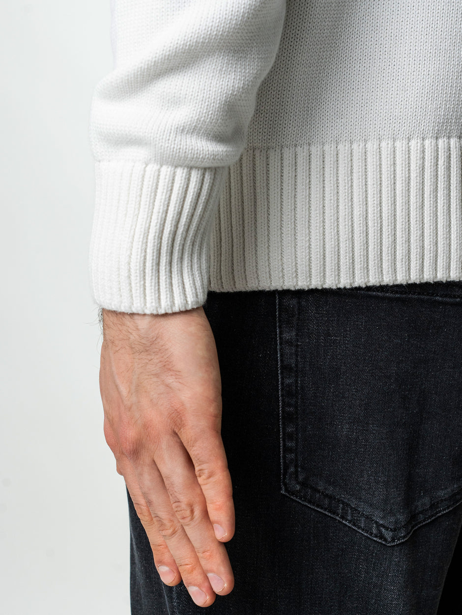 Pulover Barbati Alb Off White Oversize 100% Bumbac Cu Fermoar BMan0037 (7)