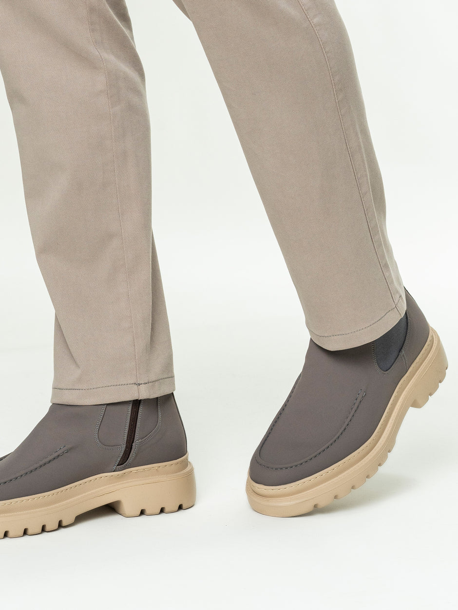 Pantaloni Chino Barbati Crem Inchis Bumbac Cu Tencel BMan0130 (3)