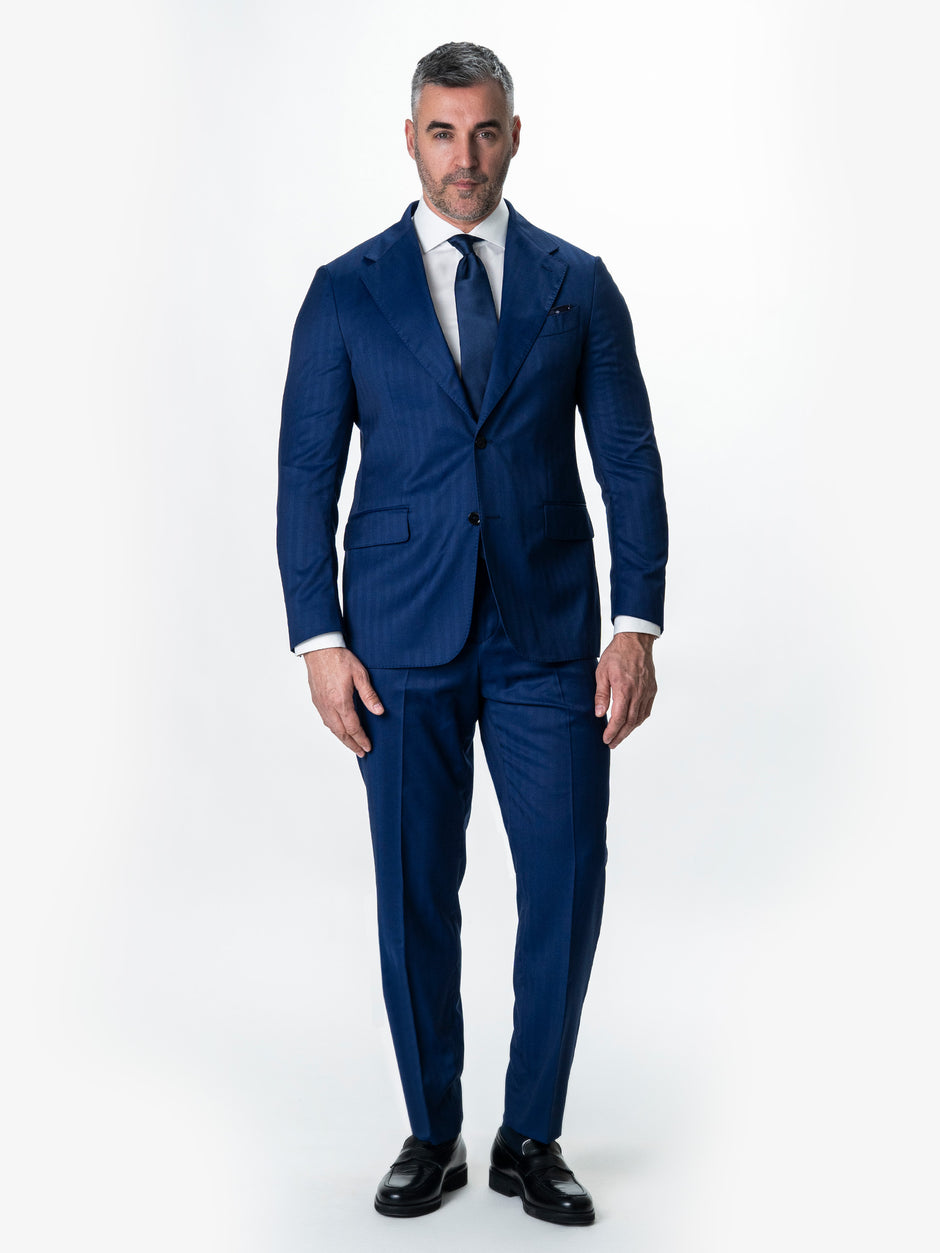 Costum Barbati Albastru Indigo din 100% lana Italiana 130'S BMan0004 (1)