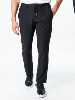 Pantaloni Flexo Cu Snur Barbati Negru Din Spandex Full Stretch BMan708