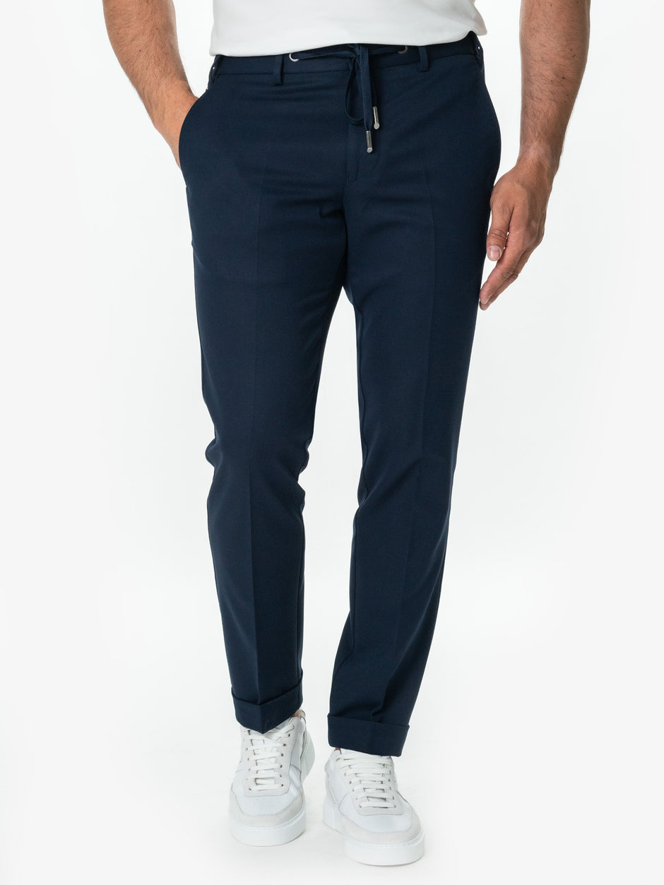 Pantaloni Bleumarin Barbati Full Stretch Flexo Cu Snur BMan0012 (4)